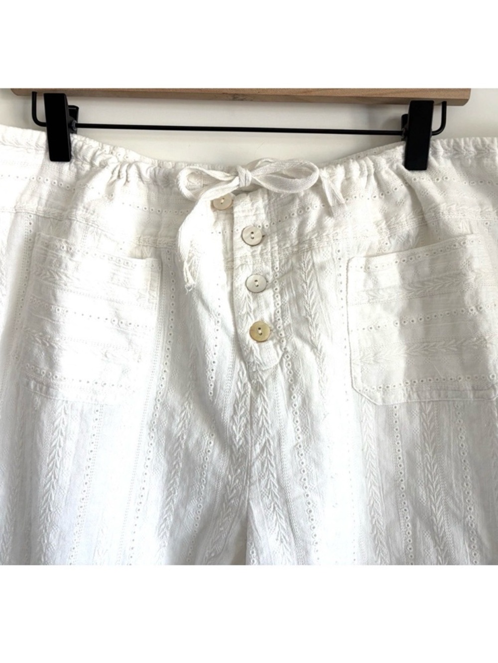 Sundance NWOT White Eyelet Drawstring Waist Pants, GIGI xxl